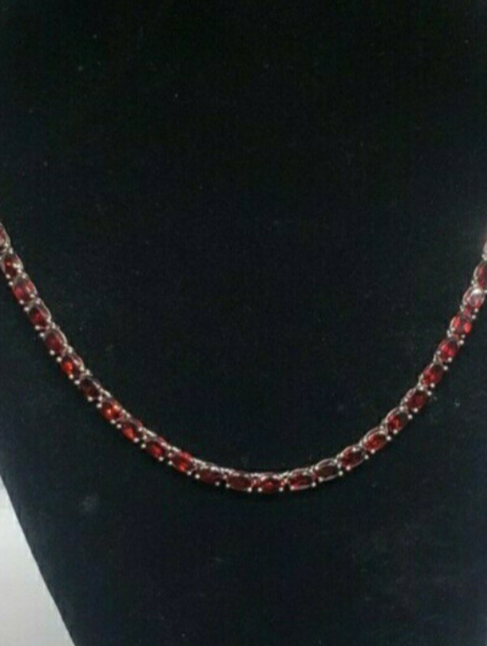27.3ctw Natural Red Garnet Tennis Necklace in Platinum over Sterling Silver